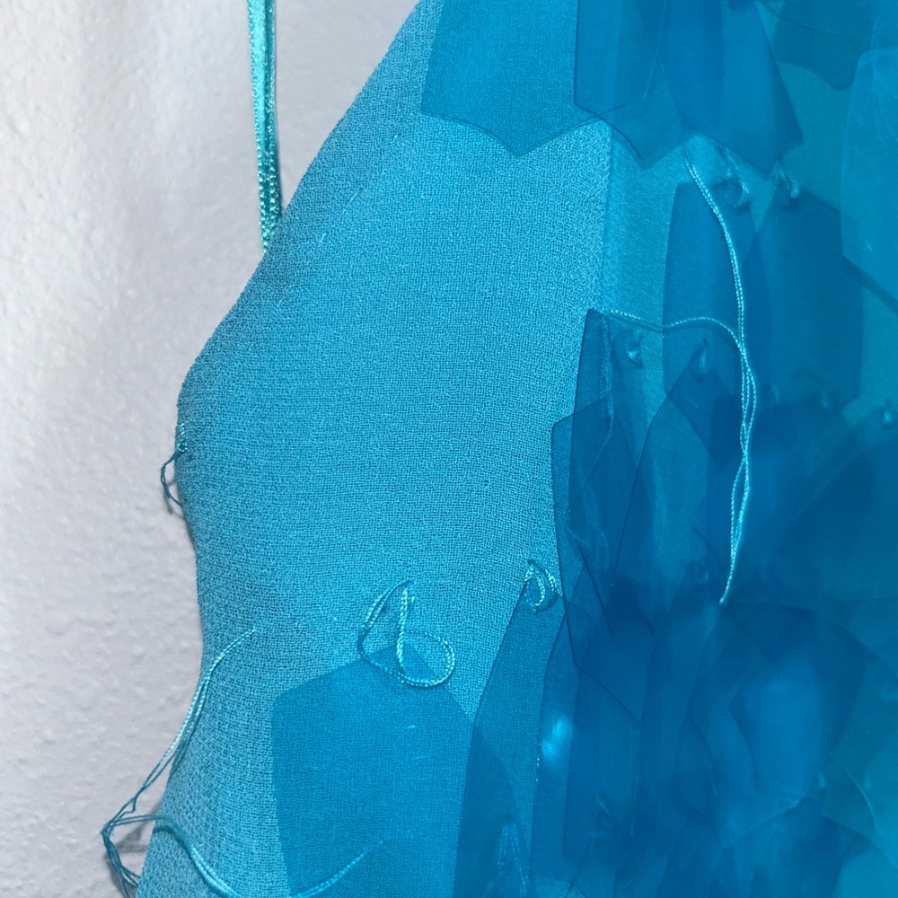 ARRANGE embellished shard sequin longline halter disc top mini dress blue shell - Picture 9 of 12